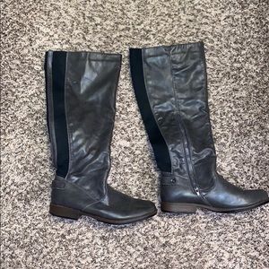 Riding black zipper elastic back Boots size 8